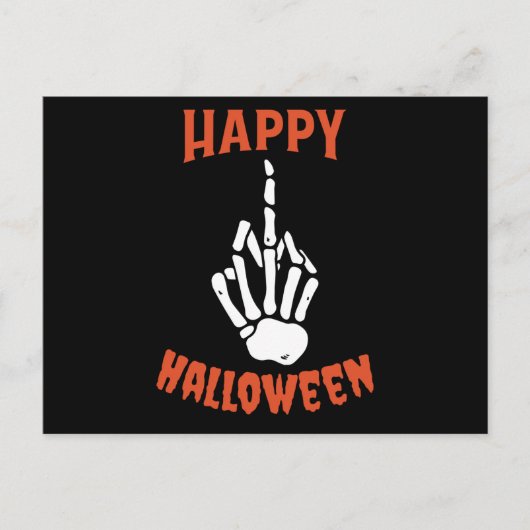 Skeleton Middle Finger Happy Halloween Briefkaart (Voorkant)
