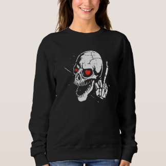 Skeleton Middle Finger Heart Valentines Day Skull  Trui