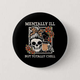Skeleton Minaal Il, maar volledig Chill Halloween Ronde Button 5,7 Cm