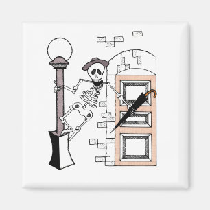 Skeleton Movie Star Celebrity Singing w/ Umbrella Magneet