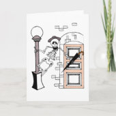 Skeleton Movie Star Zingt in Regen met Umbrella Kaart (Voorkant)