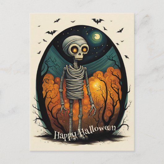 Skeleton Mummy Halloween Briefkaart (Voorkant)