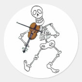 Skeleton Musician String Player Violin Fiddle Ronde Sticker (Voorkant)