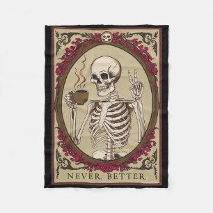 Skeleton Never Better Funny Skull Halloween voor m Fleece Deken