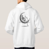 Skeleton on the Moon with Coffee – Gothic Night  Hoodie (Achterkant)