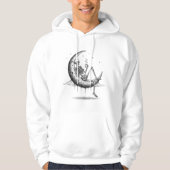 Skeleton on the Moon with Coffee – Gothic Night  Hoodie (Voorkant)