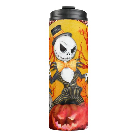 Skeleton op pompoen thermosbeker (Voorkant)
