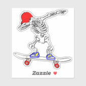 Skeleton op skateboard 4-inch Kiss Cut Vinyl Stick Sticker (Vel)
