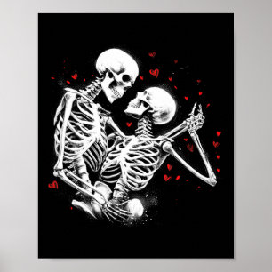 Skeleton Paar voor Halloween Valentijnsdag van T Poster