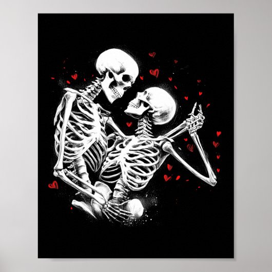 Skeleton Paar voor Halloween Valentijnsdag van T Poster (Voorkant)