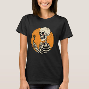Skeleton Paardebloem Halloween Spooky Botten Skull T-shirt
