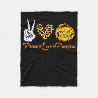 Skeleton Peace Leopard Love Scary Pumpkin Hallowee Fleece Deken