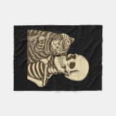 Skeleton Petting Cat Cute Halloween Men Boys  Fleece Deken (Voorkant (Horizontaal))