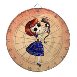 Skeleton Pin-up-meisje met haar kat Dartbord