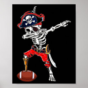 Skeleton Pirate &amp; Football Ball Halloween Kost Poster