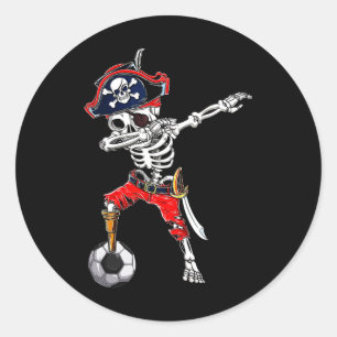 Skeleton Pirate & Voetbal Halloween Kostuum Ronde Sticker