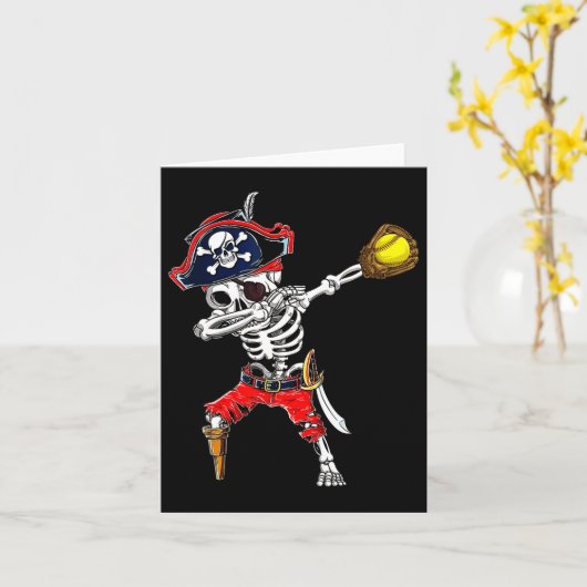 Skeleton Pirate & Camp; Softbal Halloween Kosten Kaart (Gele Bloem)