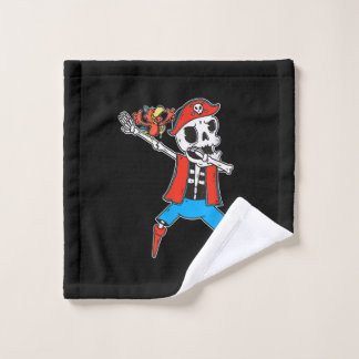 SkeletON Pirate Dans with Parrot Halloween Washandje