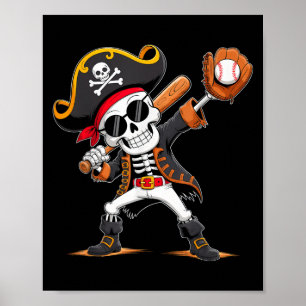 Skeleton Pirate Halloween kostuum honkbalspeler Poster