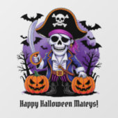 Skeleton Pirate Happy Halloween Mateys Raamsticker (Vel)