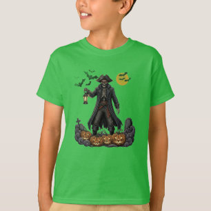 Skeleton Pirate" T-shirt Éffrayant d'Halloween pou
