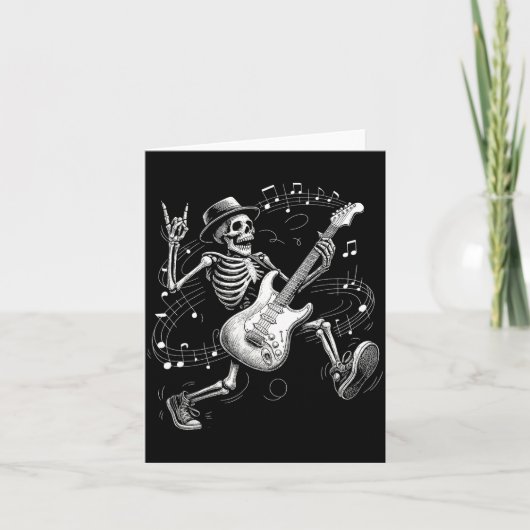 Skeleton Playing Guitar Music For Men Women Rock B Kaart (Voorkant)