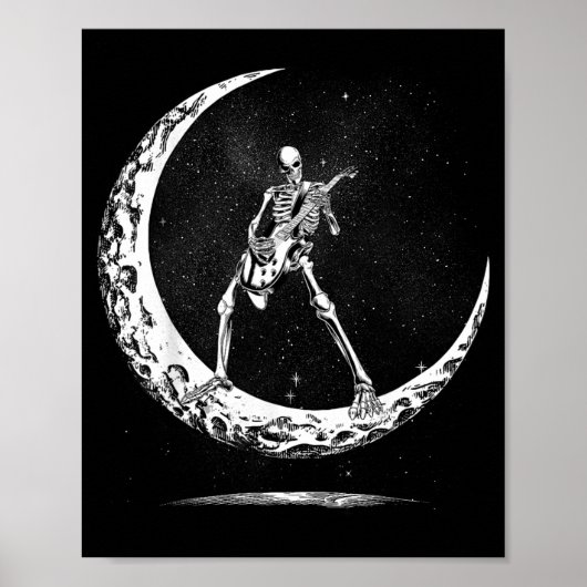Skeleton Playing Guitar Rock And Roll Band For Men Poster (Voorkant)