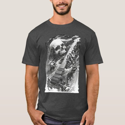 Skeleton playing guitar Rock Shredding Guitar 1 1 T-shirt (Voorkant)