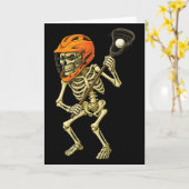 Skeleton Playing Lacrosse Funny Lacrosse Players H Kaart (Gele Bloem)