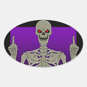 Skeleton Poker Flip Ovale Sticker