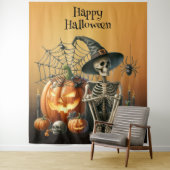 Skeleton pompoenen Halloween Achtergrond Wandkleed (In situ)