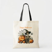 Skeleton pompoenen Halloween Canvas tas (Voorkant)