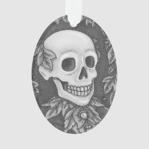 SKELETON PORTRAIT GOTHIC SKULL ORNAval Ornament