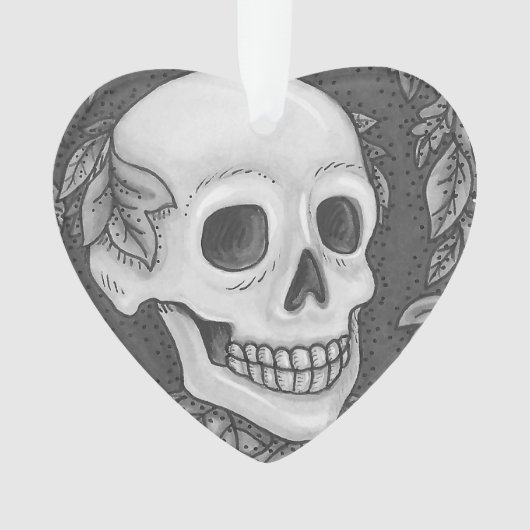 SKELETON PORTRAIT GOTHIQUE SKULL ORNAMENT Coeur (devant)
