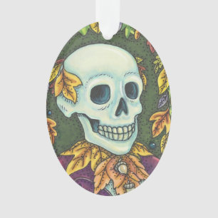 SKELETON PORTRAIT HALLOWEEN SKULL ORNAMENT Oval