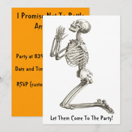 Skeleton Praying Halloween Invitation Kaart