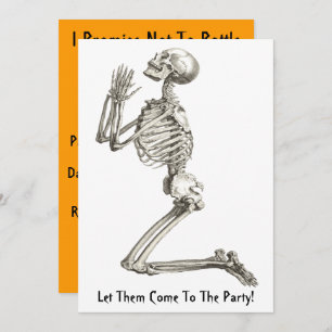 Skeleton Praying Halloween Invitation Kaart