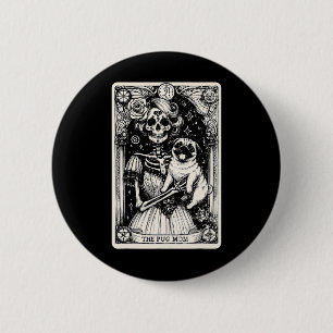 Skeleton Pug Mom Tarot Kaart Witchy Vibes P Ronde Button 5,7 Cm