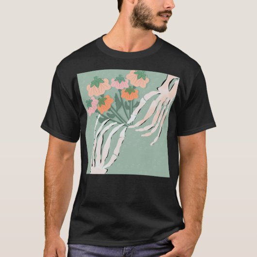 Skeleton Pumpkin Bouquet Halloween T-shirt (Voorkant)