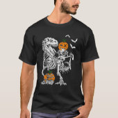 Skeleton Pumpkin Riding Art Dinosaur T Rex Hwe T-shirt (Voorkant)