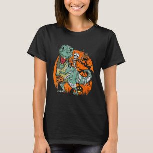 Skeleton Pumpkin Riding Mummy Dinosaur rex Hallow T-shirt