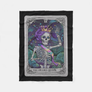 Skeleton Queen Tarot Kaart Gothic Witchy Halloween Fleece Deken