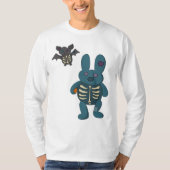 Skeleton Rabbit and Bat Schattige Halloween Graphi T-shirt (Voorkant)