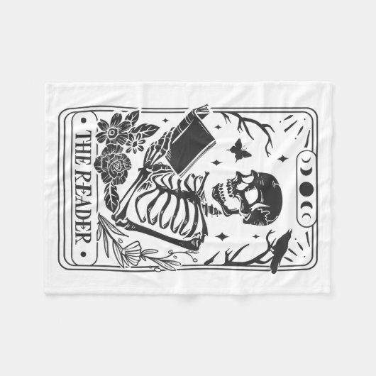 Skeleton Reading Book Lover Funny The Reader Tarot Fleece Deken (Voorkant (Horizontaal))
