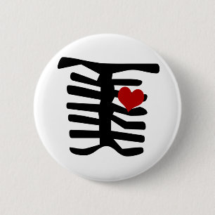 Skeleton Red Heart Ronde Button 5,7 Cm
