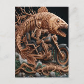 Skeleton reed zijn helikopterfiets over het pad briefkaart (Voorkant)