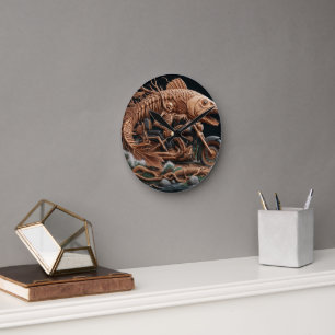 Skeleton reed zijn helikopterfiets over het pad ronde klok