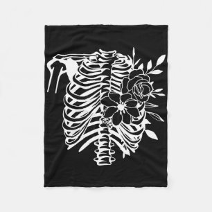 Skeleton Rib Cage Flower Easy Halloween Kostuum 1 Fleece Deken