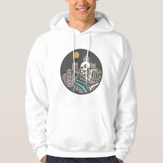 Skeleton Riding Bicycle Hoodie (Voorkant)