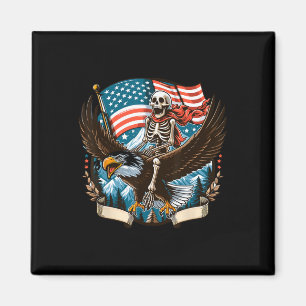 Skeleton Riding Eagle USA Amerikaanse 4th of July Magneet